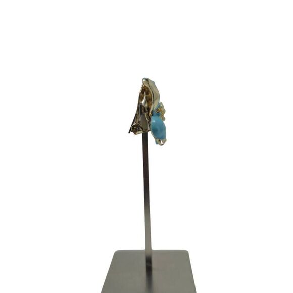 Turquoise Floral Clip-On Earrings | 1.25" - Picture 3 of 6